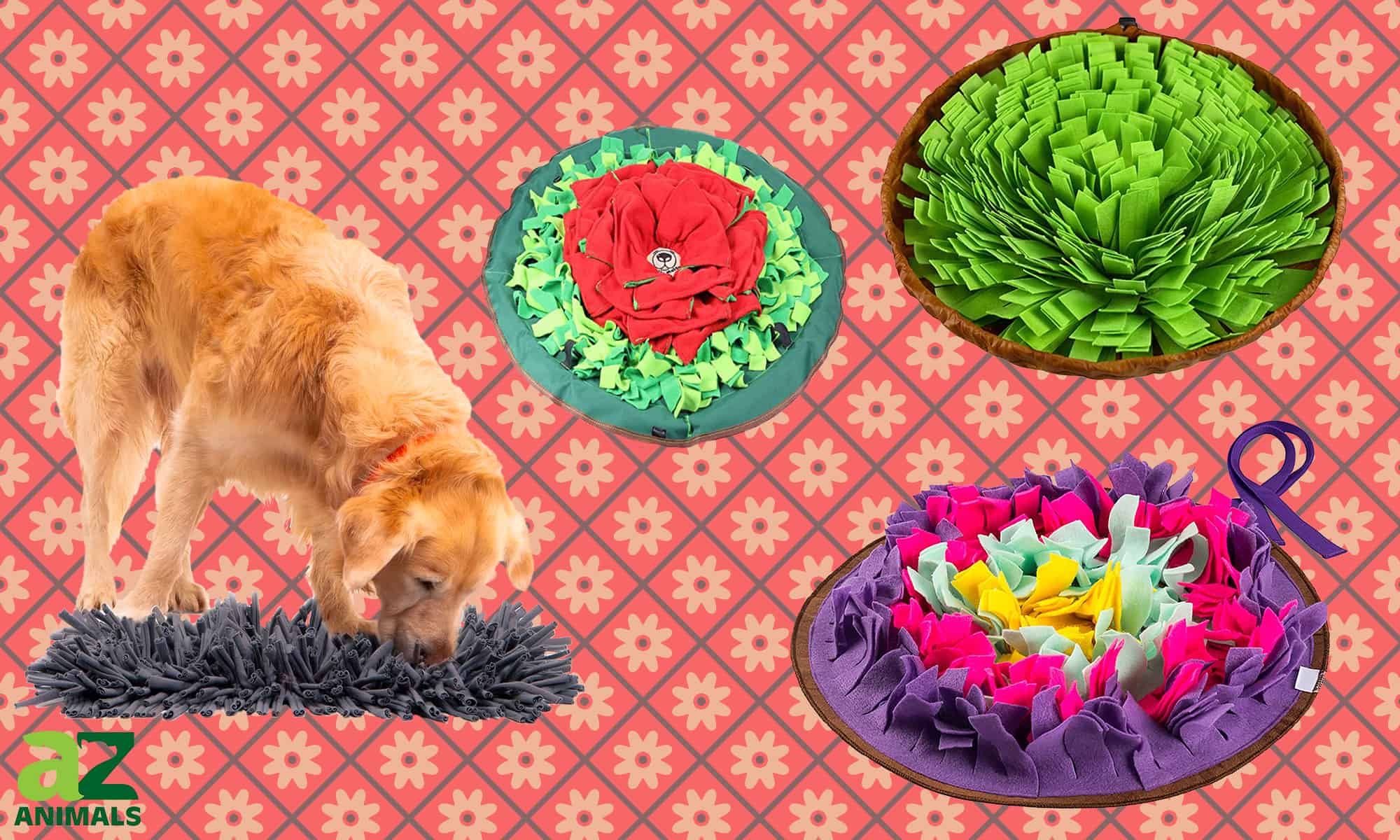 Feeding Mat for Smell Training and Slow Eating Nosework Stress Relief Activity Digging Dog Toy for Puppies Cats Pets F-color Dog Snuffle Mat Upgraded Dog Puzzle Toys Interactive 