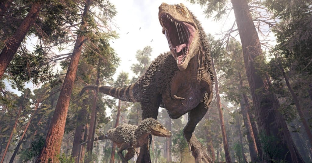 Giganotosaurus vs T-Rex - T Rex hunting