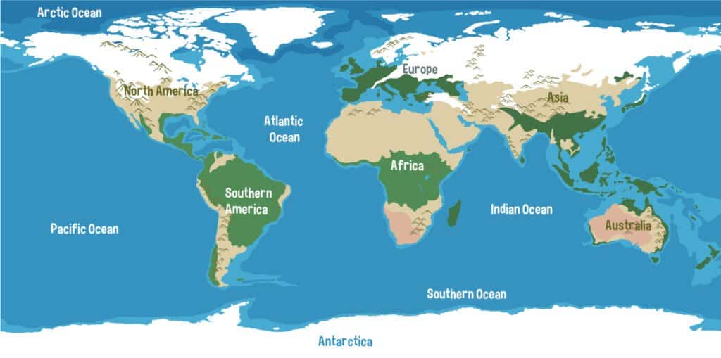 Map of the world's oceans