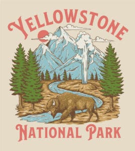 Vinyl Sticker Yellowstone Park Fishing Bridge Vintage Style Travel Decal 