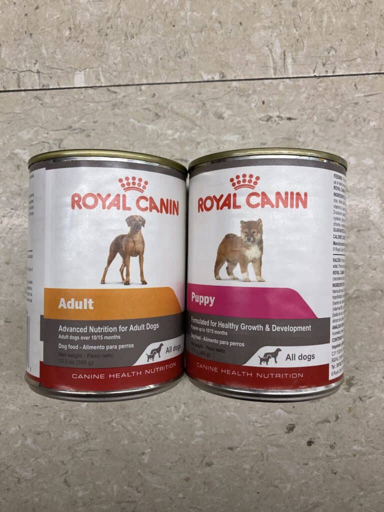 Royal Canin dog food cans