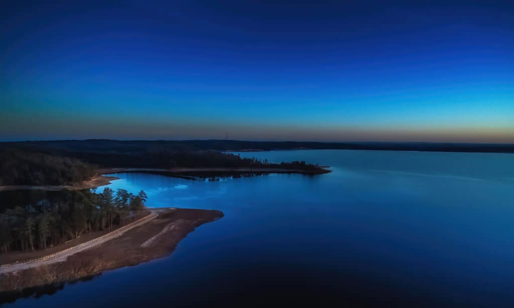 Dawn on Clarks Hill Lake in South Carolina - the best fishing lake in the state.
