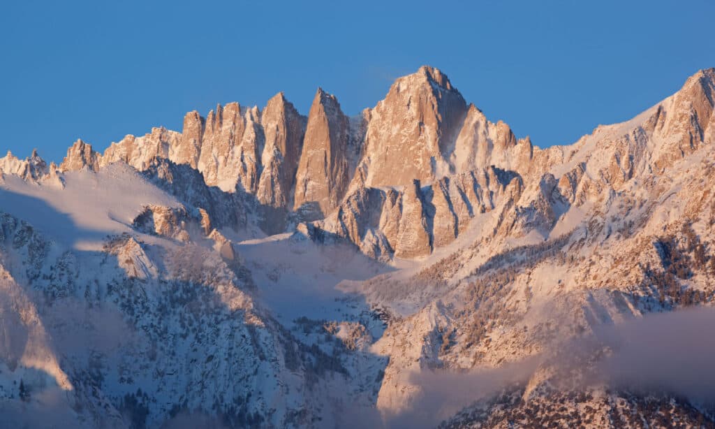 Mount Whitney California is the highest peak in the Sierra Nevada mountain range.