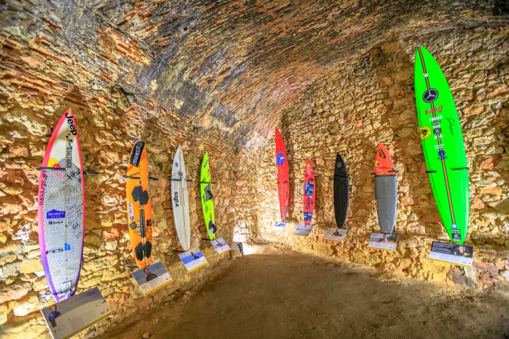Nazare,,Portugal,-,August,15,,2017:,Surfers,Museum,Inside,Fortress
