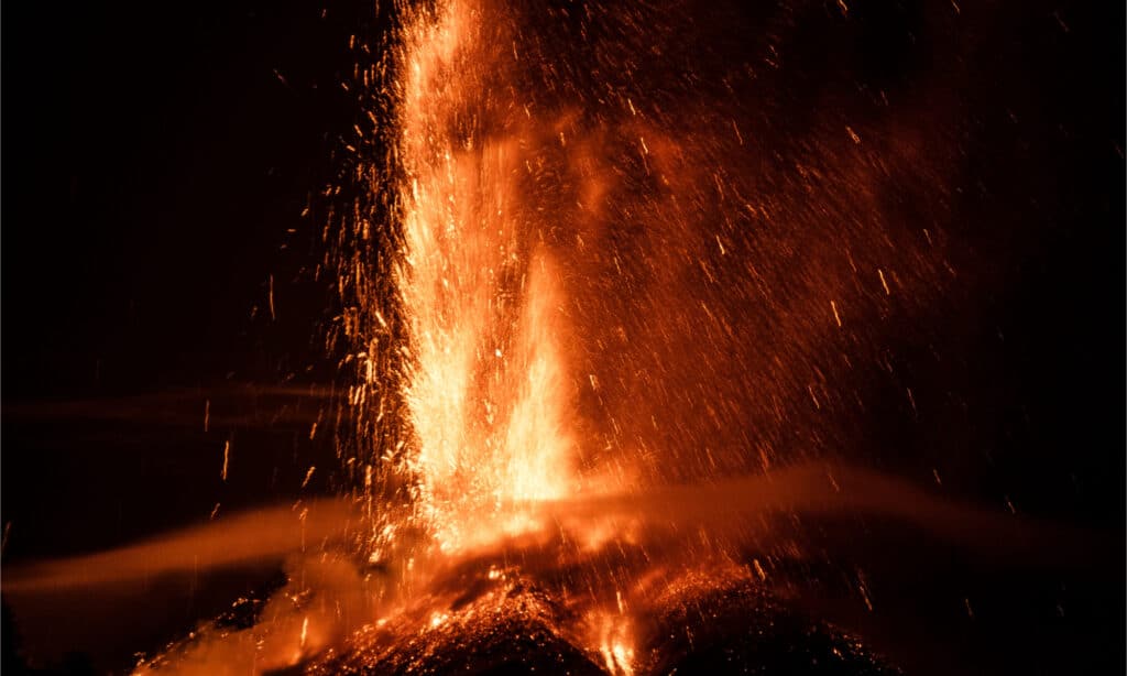 Night Eruption of Volcano Etna
