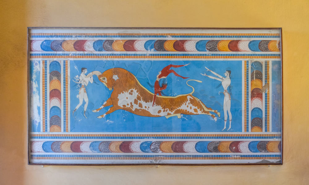 The,Fresco,In,The,Palace,Of,Knossos,,Crete,,Greece,(museum
