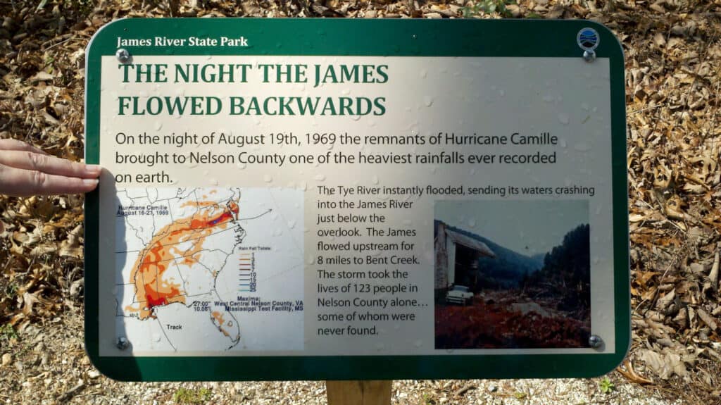 Historical maker about Hurricane Camille, one of the most powerful hurricanes to hit the United States.