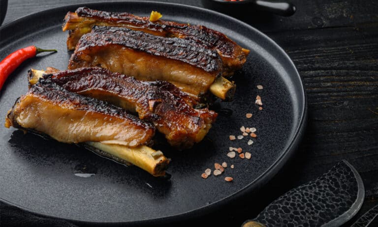 BBQ pork spare ribs on a plate