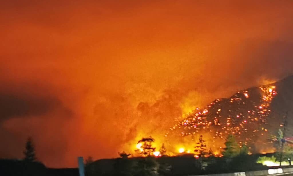 Town of Lytton and mountains burn in BC Wildfire 1