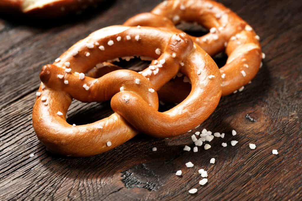 two pretzels with sea salt