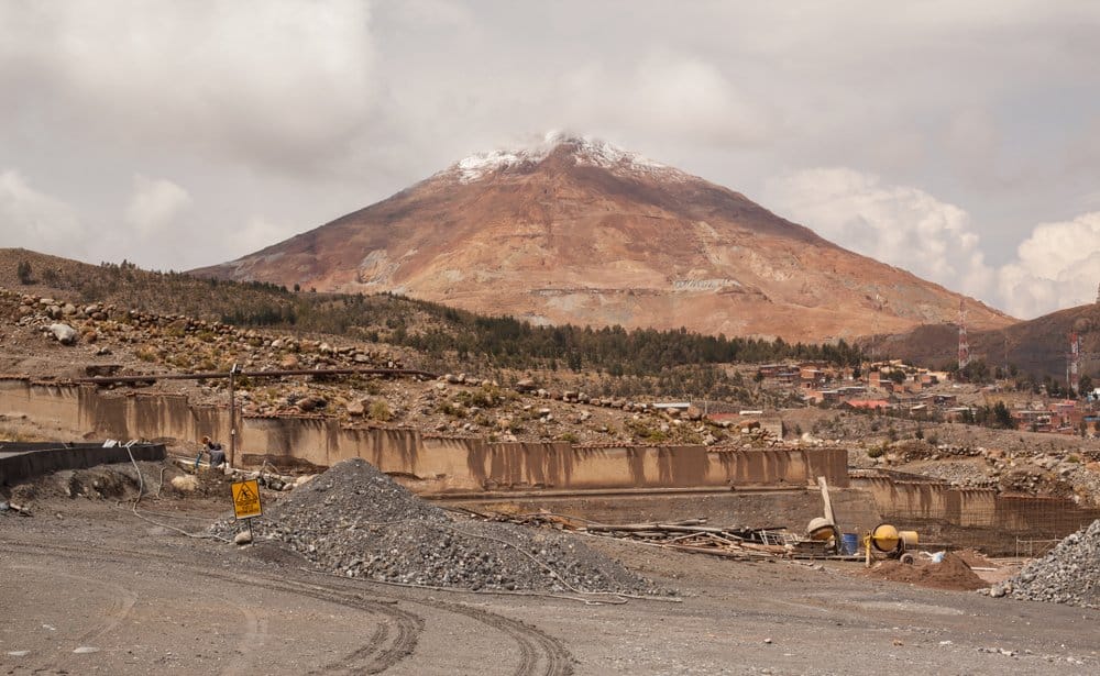 El cerro rico in Potosi seen from a mining company