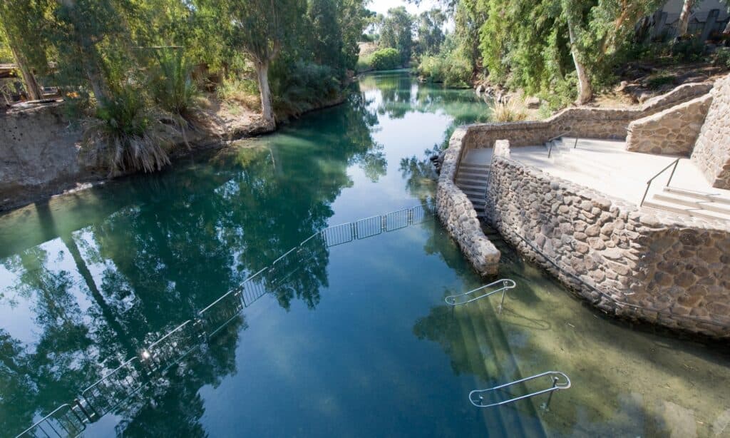A shady baptismal site along the Jordan River
