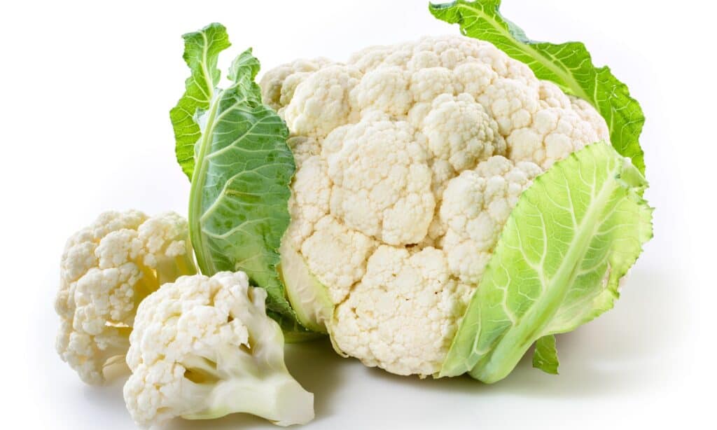 fresh-cauliflower-with-pieces-isolated-on-white-picture-id511868689