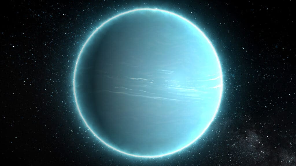 Beautiful View of Planet Uranus from Space Timelapse and Stars - Abstract Background Texture