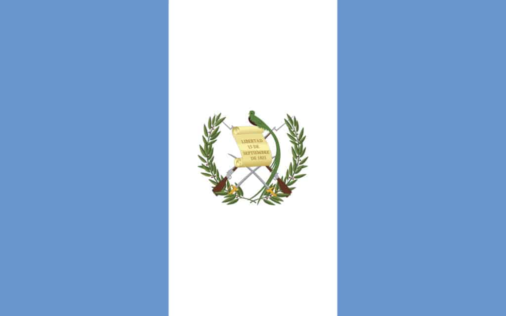 The flag of Guatemala features the resplendent quetzal 