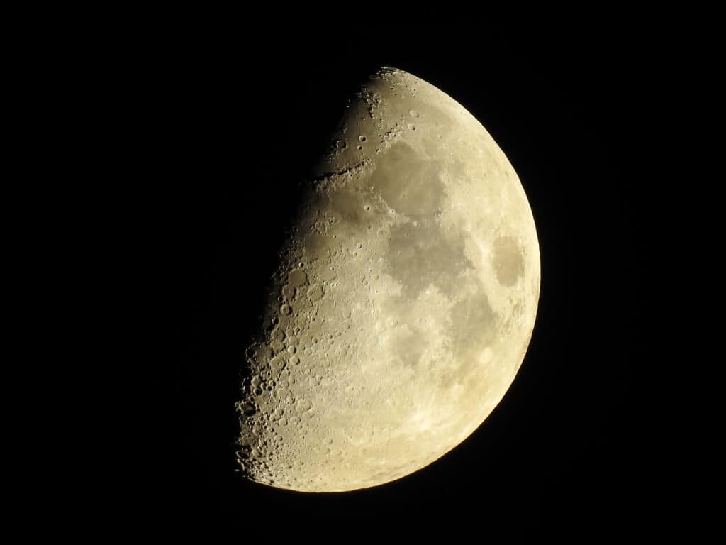 A closeup shot of the moon
