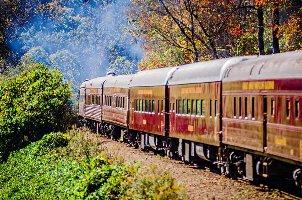 Train passenger car of great smoky mountains railroad
