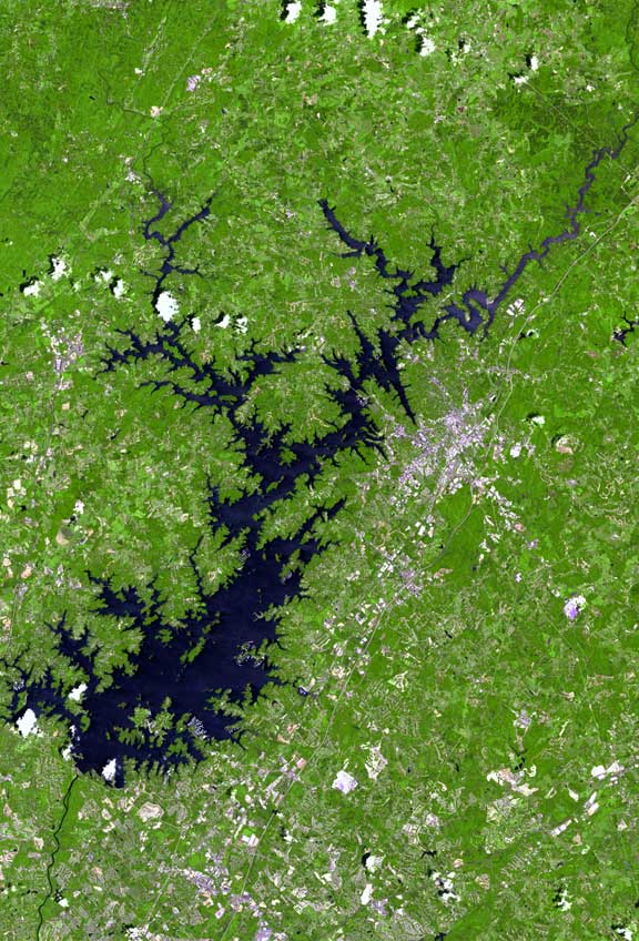 Carte satellite du lac lanier
