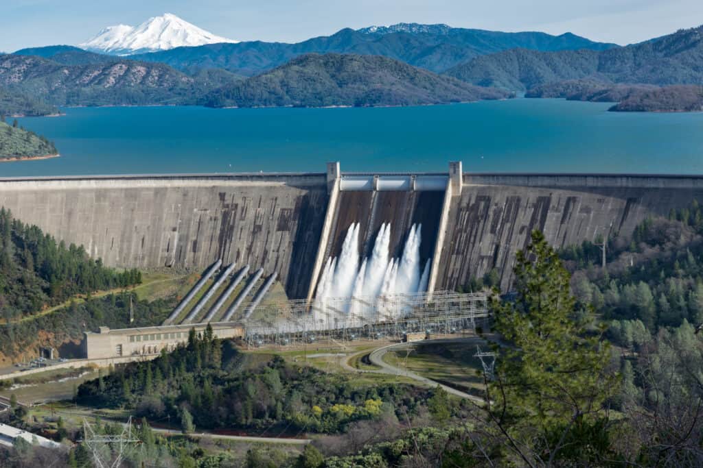 Shasta Dam at Shasta Lake in California