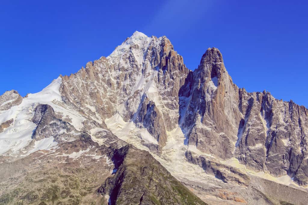 Aiguille Verte is a unique looking mountain that can be seen from far away