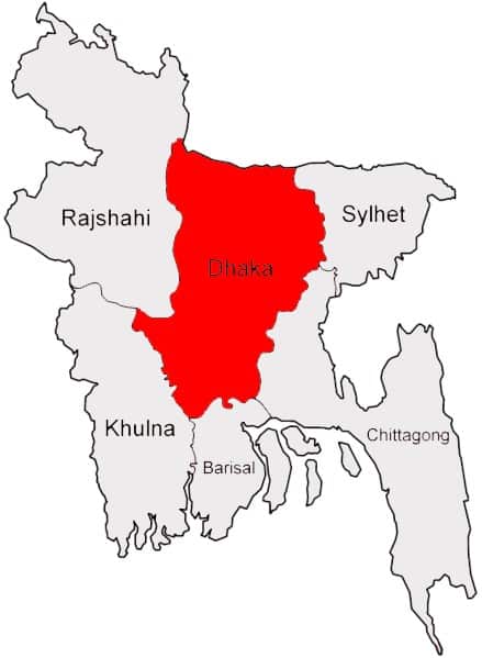 Map of area hit by 1989 Bangladesh tornado
