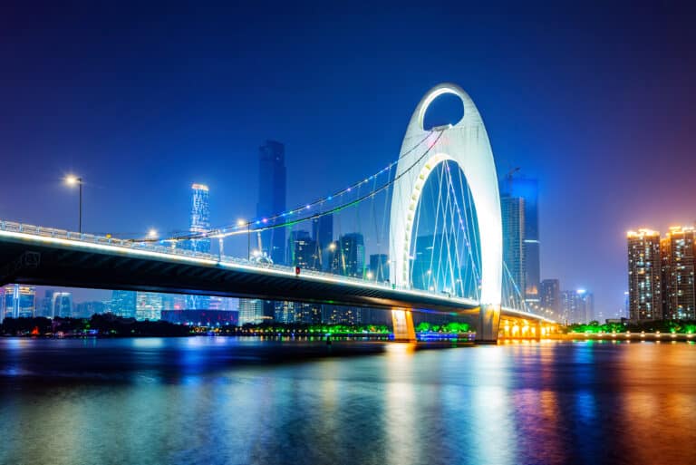 Zhujiang River and modern building of financial district in guangzhou china.
