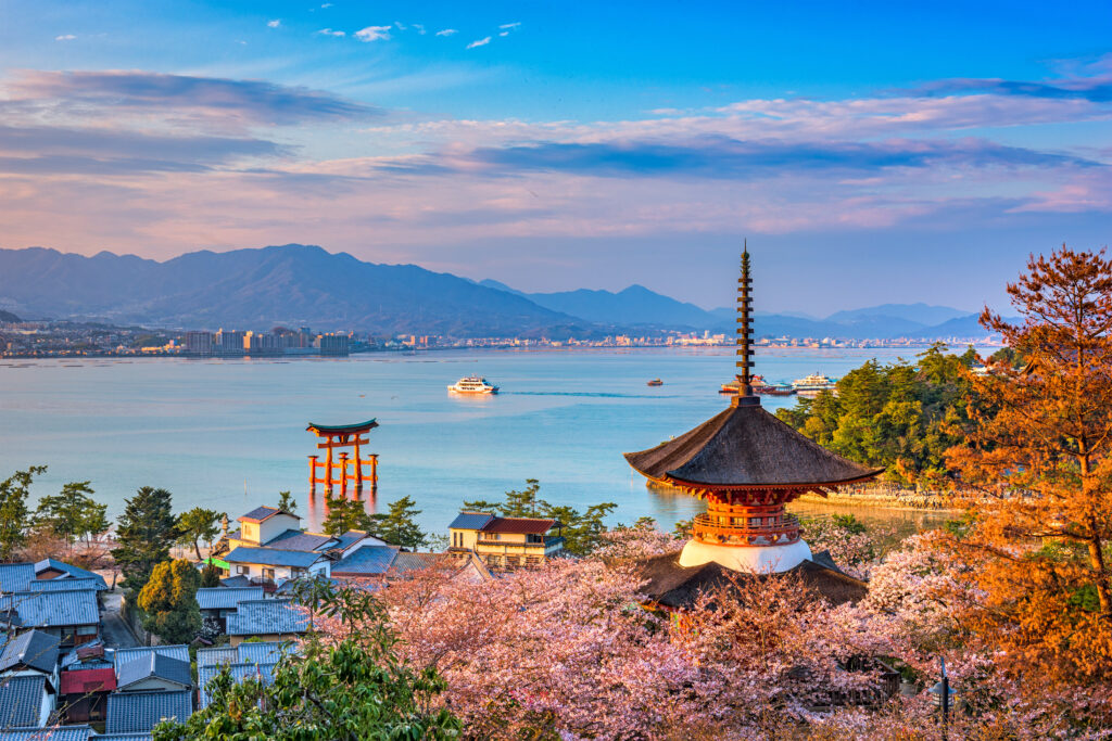 L'île de Miyajima, Hiroshima, Japon au printemps.