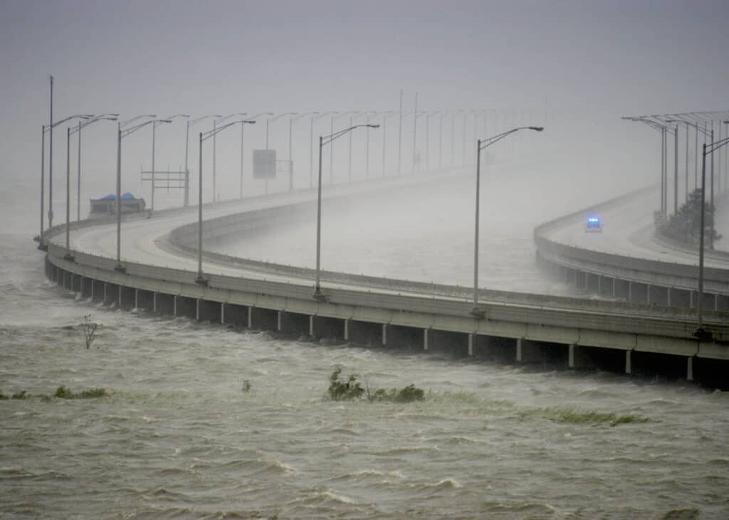 Flooding in New Orleans during Hurricane Katrina.