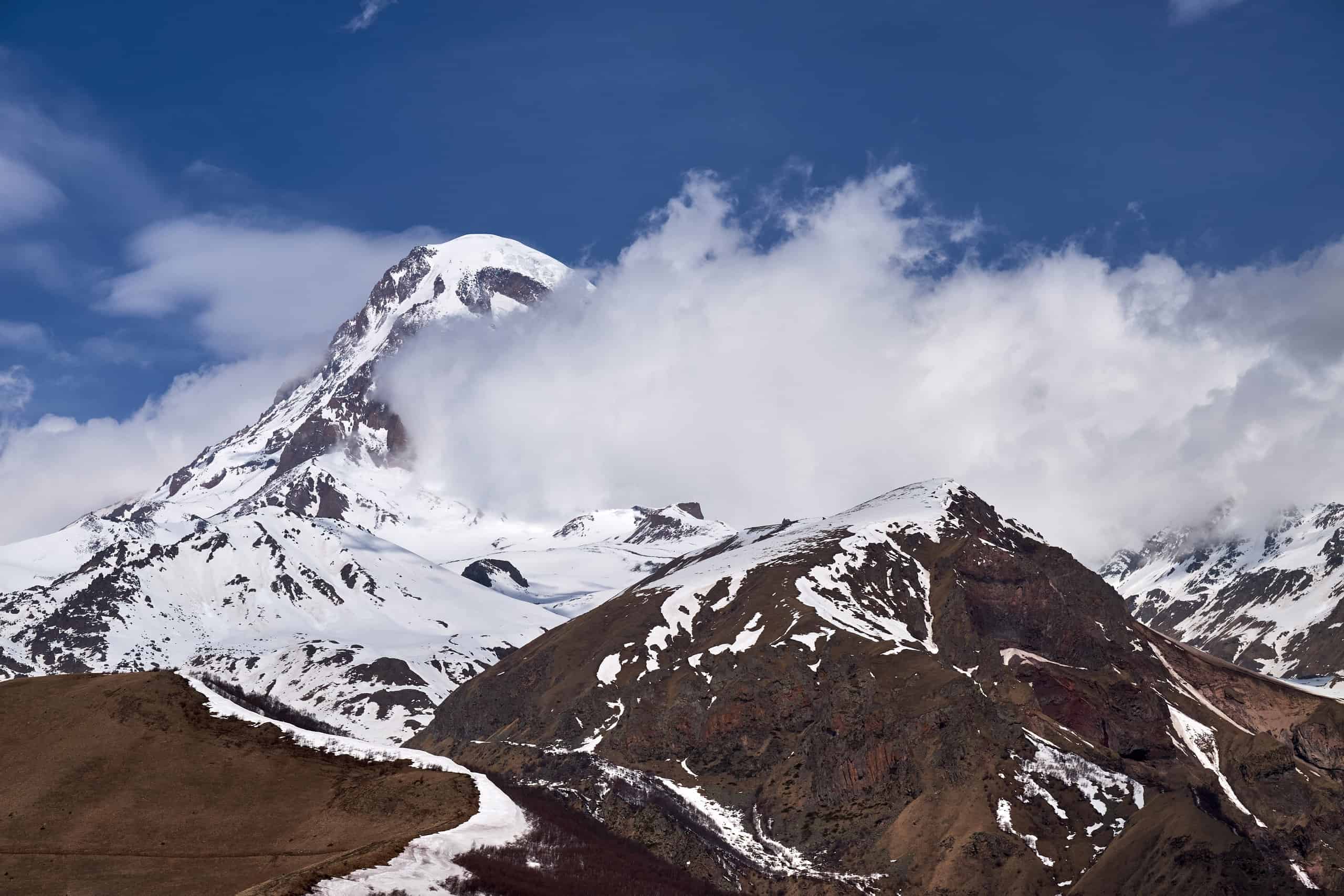 Kazbek Mountain in the clouds