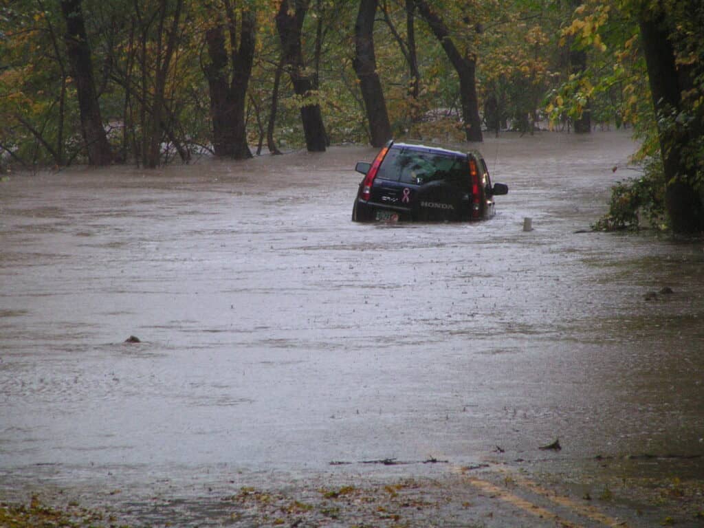 Flash flooding of Perkiomen Creek in Pennsylvania