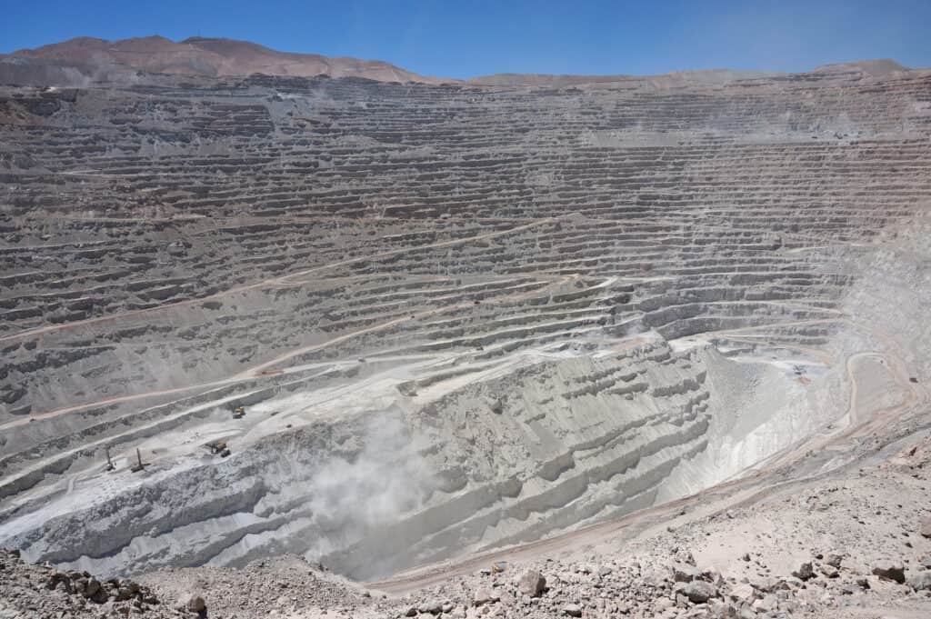 View of the open pit copper mine of Chuquicamata, Chile