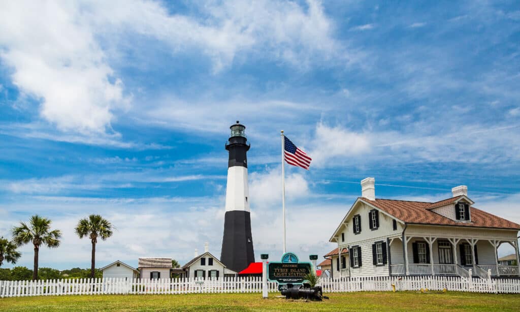 Tybee Island, Lighthouse, American Flag, Photography, USA