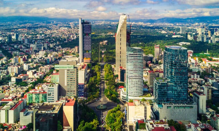 Mexico, Urban Skyline, Aerial View, City, Night
