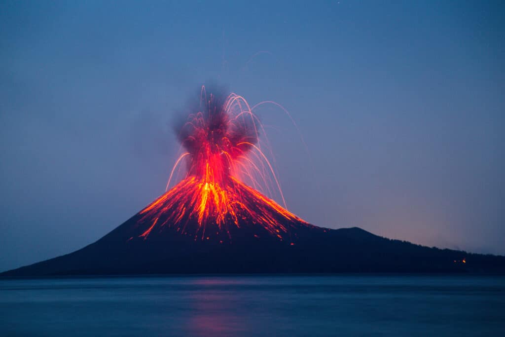 Modern-day eruption of Krakatoa volcano