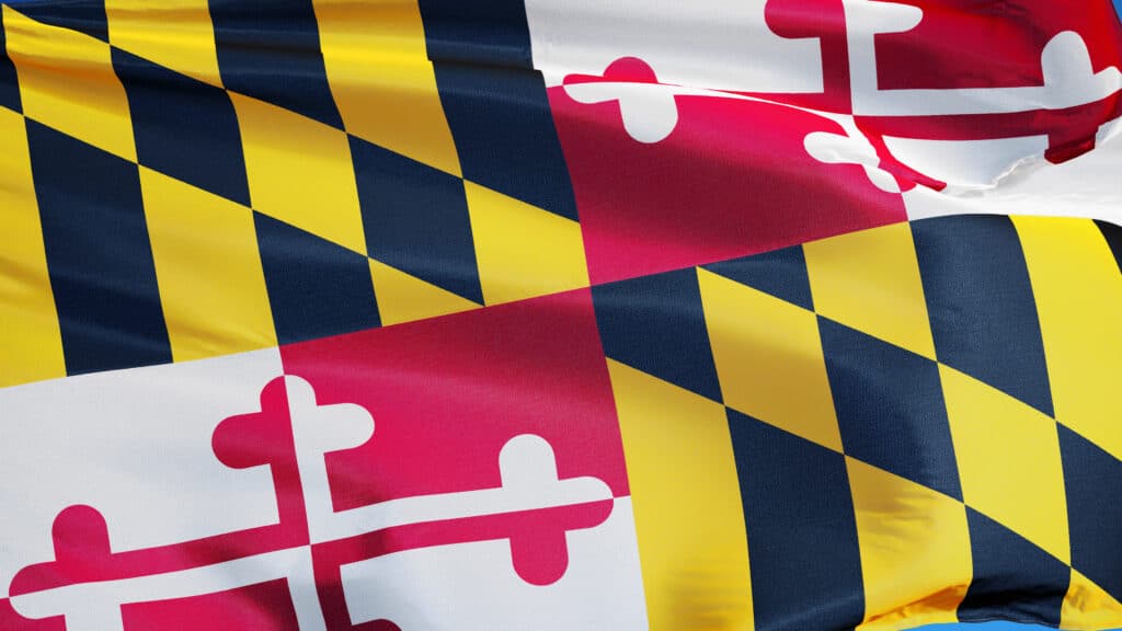 The flag of Maryland Waving