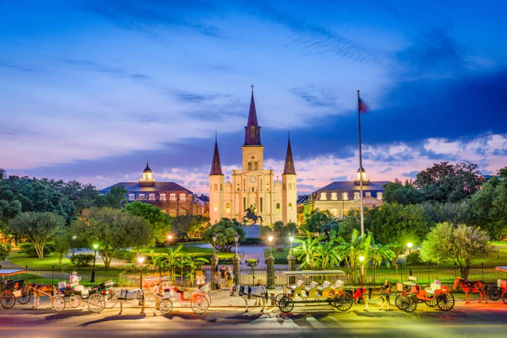 New,Orleans,,Louisiana,,Usa,At,St.,Louis,Cathedral,And,Jackson