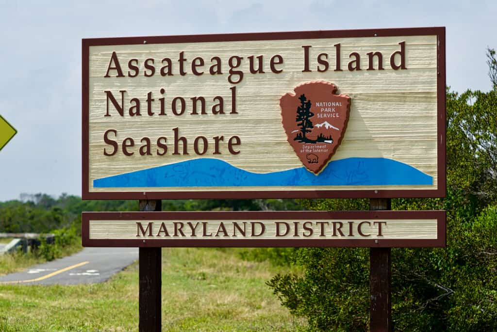 Signe de l'île d'Assateague dans le Maryland