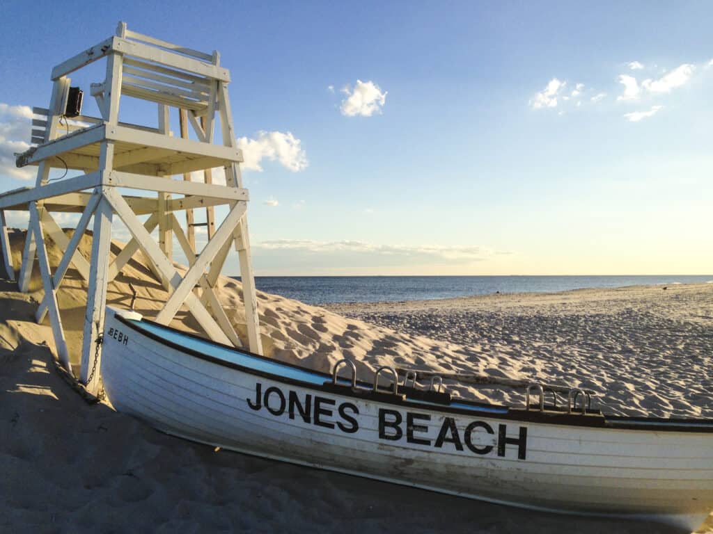 A boat on a sandy beach in New York