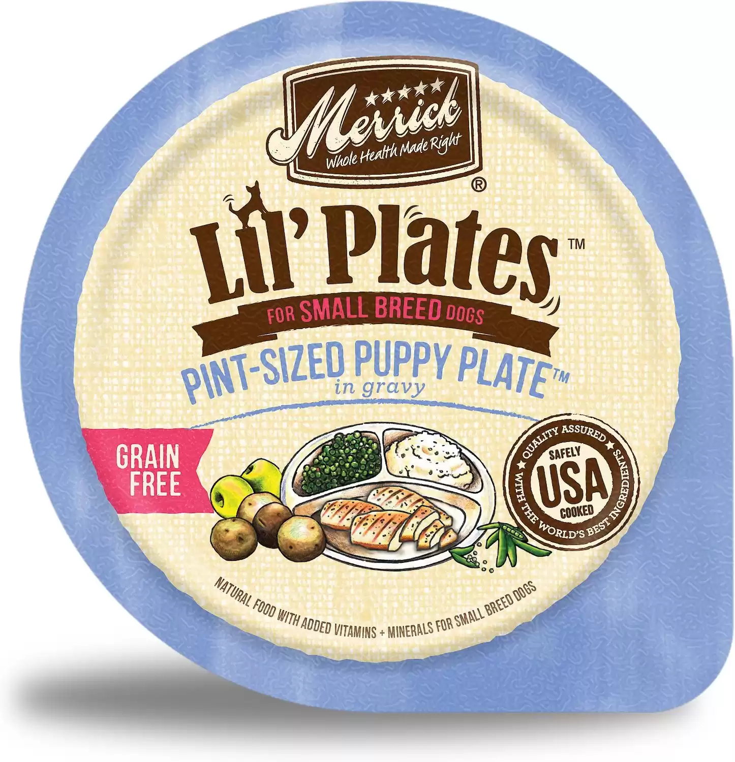 Merrick Lil' Plates Grain-Free Small Breed Wet Dog Food Pint-Sized Puppy Plate, 3.5-oz tub, case of 12