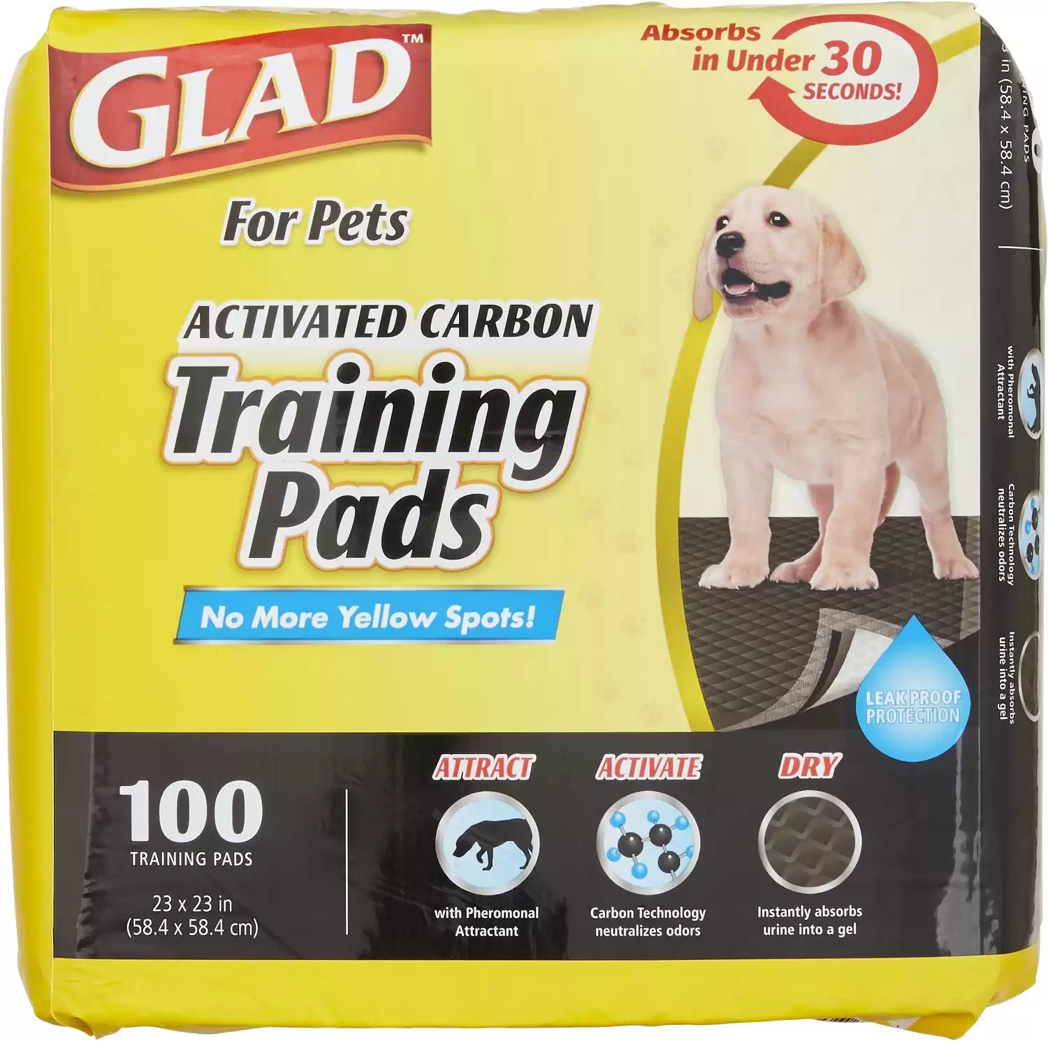Glad For Pets Activated Carbon Dog Training Pads, 23" x 23"