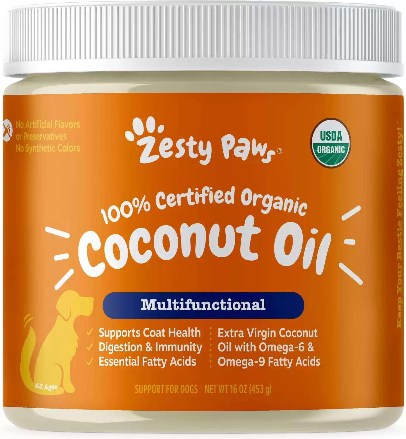 Zesty Paws Coconut Oil Coconut Flavored Liquid Skin & Coat Supplement for Dogs