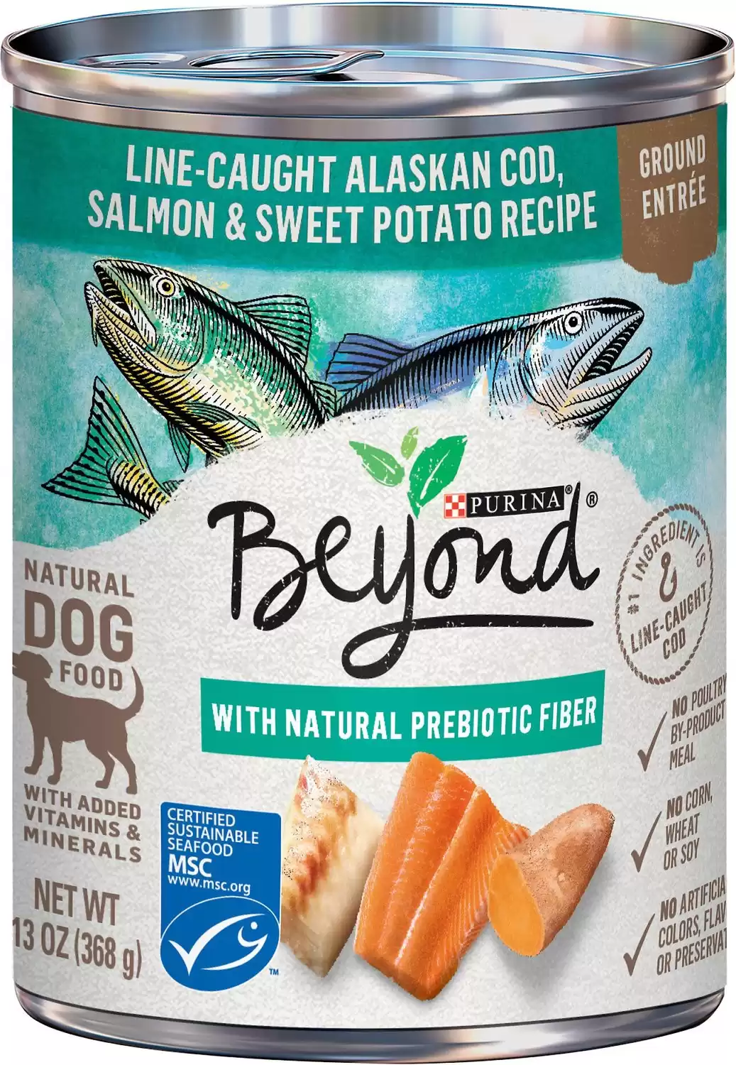 Purina Beyond Alaskan Cod, Salmon & Sweet Potato Grain-Free Canned Dog Food, 13-oz, case of 12