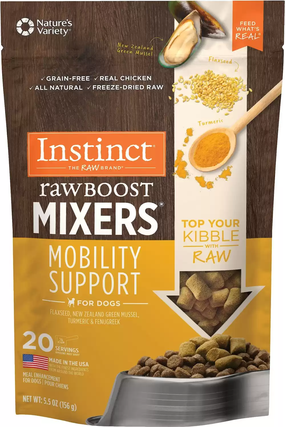 Instinct Freeze Dried Raw Boost Mixers Mobility Support Dog Food Topper