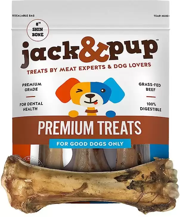 Jack & Pup Roasted Beef Shin Bone 8" Dog Treats, 3 count