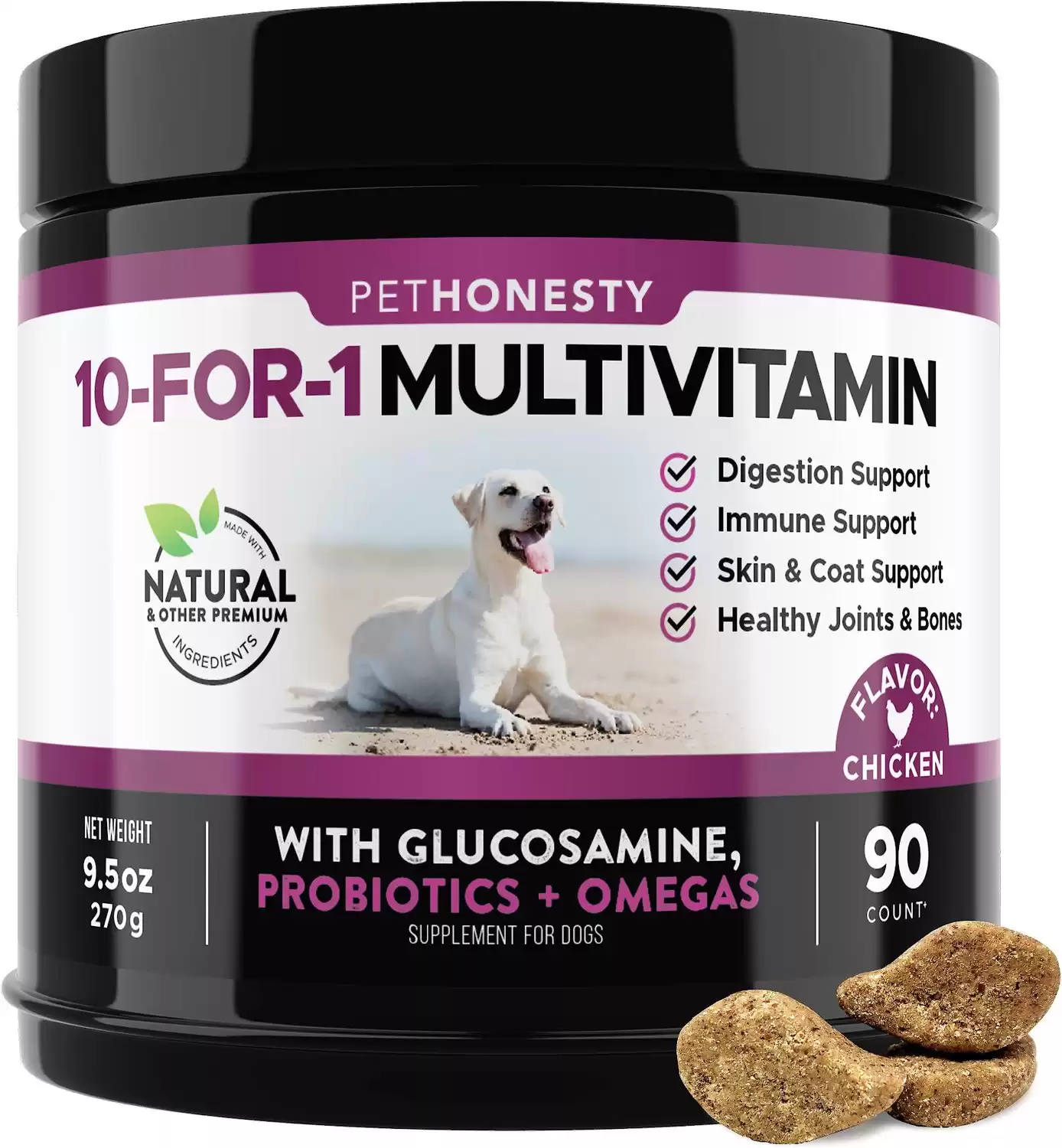 PetHonesty 10-for-1 Chicken Flavored Soft Chews Multivitamin for Dogs