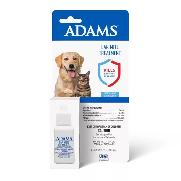 Adams Medication for Ear Mites for Dogs & Cats, 0.5-oz bottle