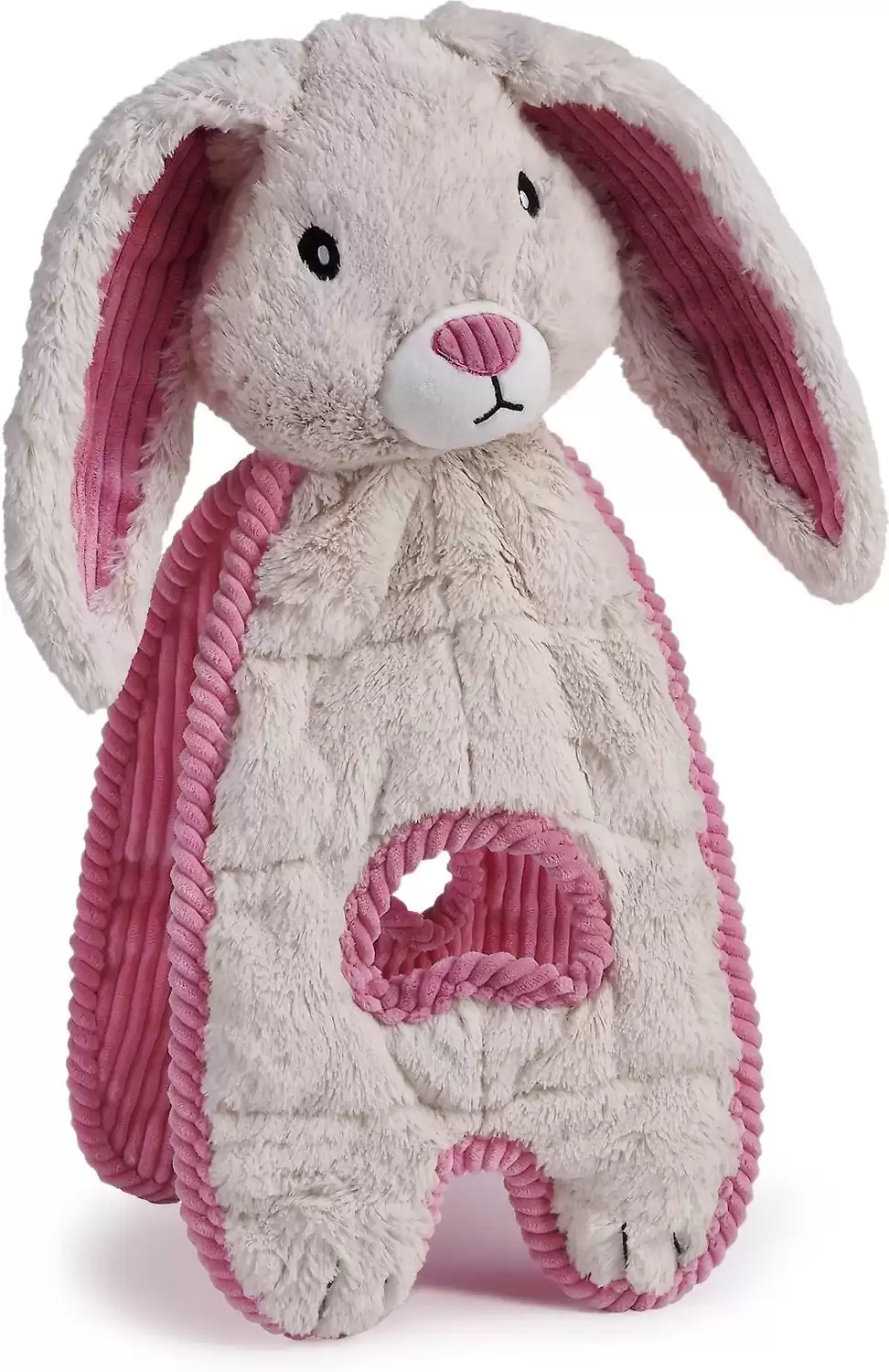 Charming Pet Cuddle Tugs Bunny Squeaky Plush Dog Toy