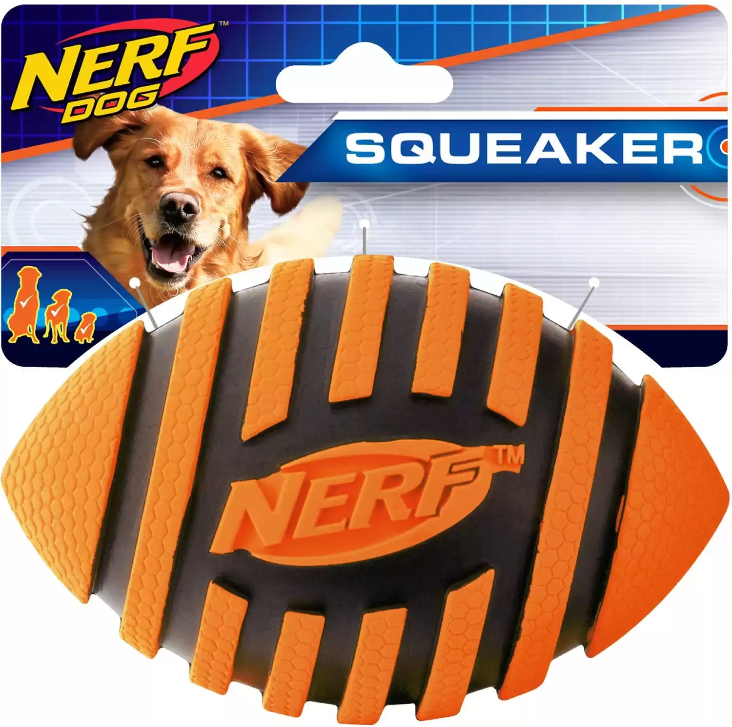 Nerf Dog Squeaker Spiral Football Dog Toy