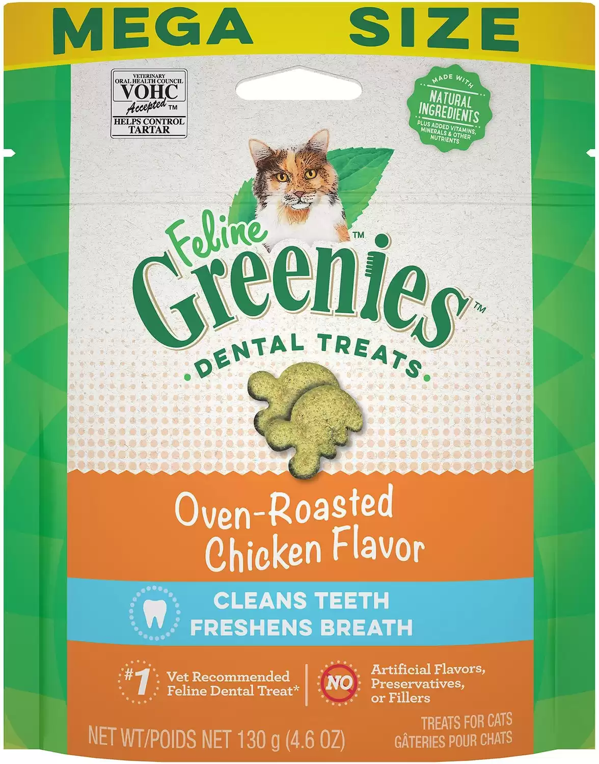 Feline Greenies Adult Dental Cat Treats, Over Roasted Chicken Flavor