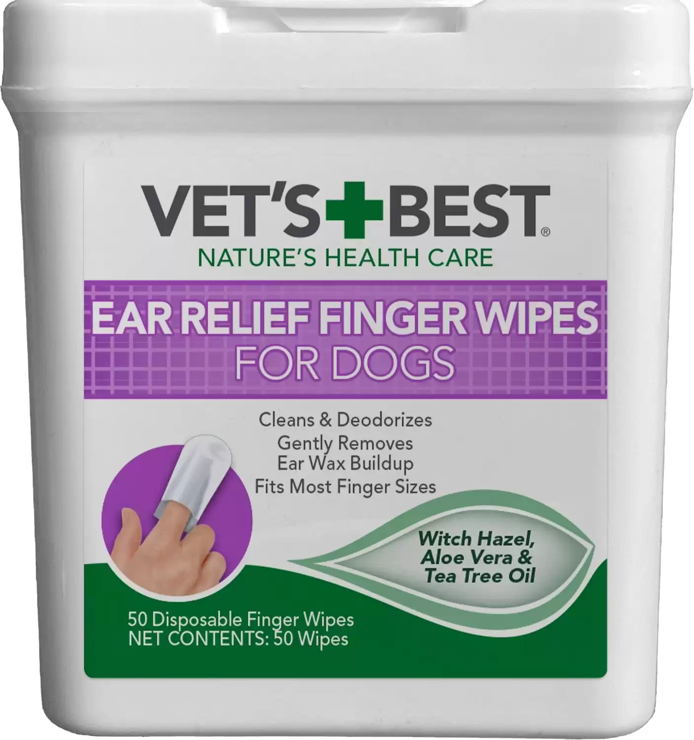 Vet's Best Ear Relief Finger Dog Wipes